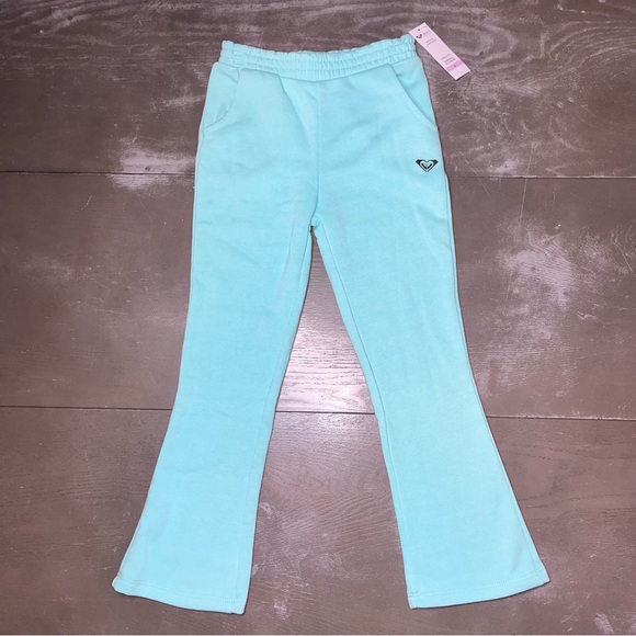 Roxy Teal Blue Silver Sweat Shirt Pull On Bell Pants Set Pullover Girls 6 NWT - Picture 2 of 8